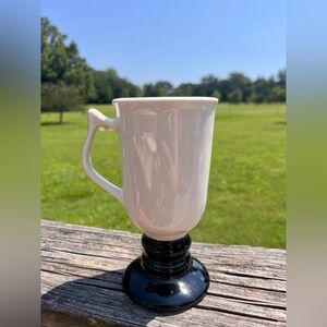 Vintage Hall Pottery • Irish Coffee Mug • Ivory white with black stem
